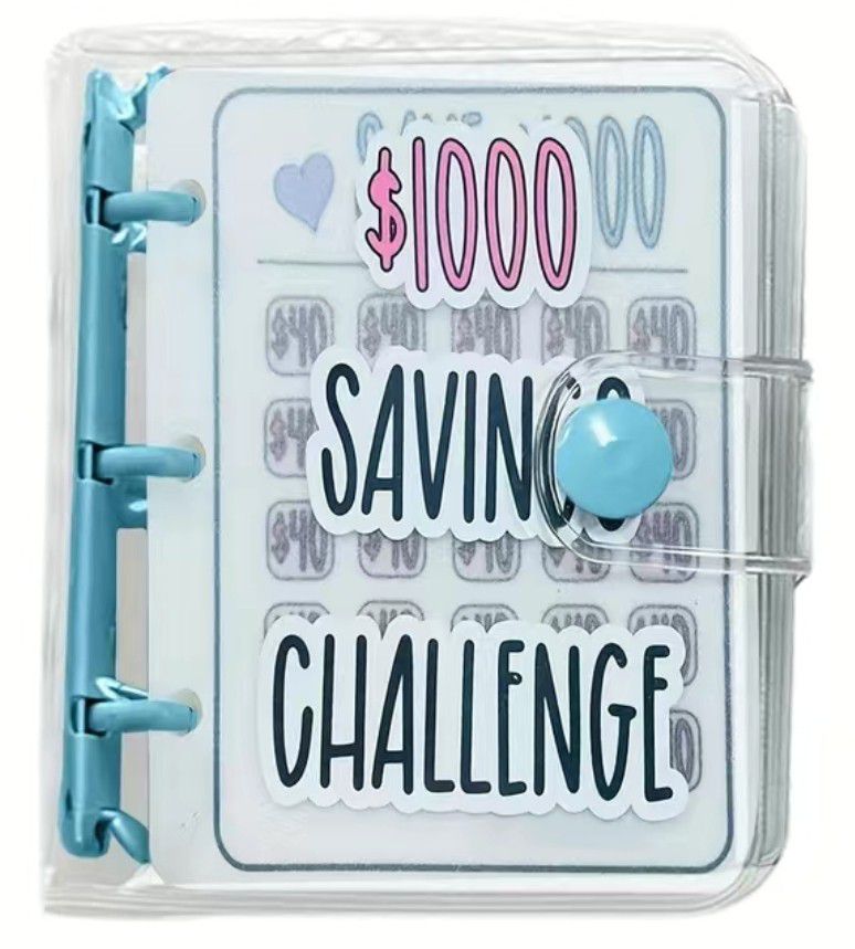 $1000 Saving Challenge Mini Portable Budget Book for Saving Money, Laptop Bag with Clear and Lightweight Flap