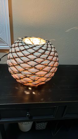 Round Decorative Lamp Beige Brown 