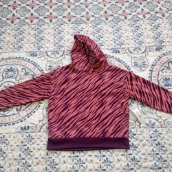 Medium Just Be polyester Hoodie, P eachish Pink Zebra Print