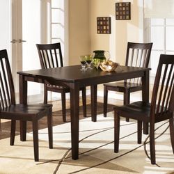 Hyland Reddish Brown Dining Table and Chairs (Set of 5) 