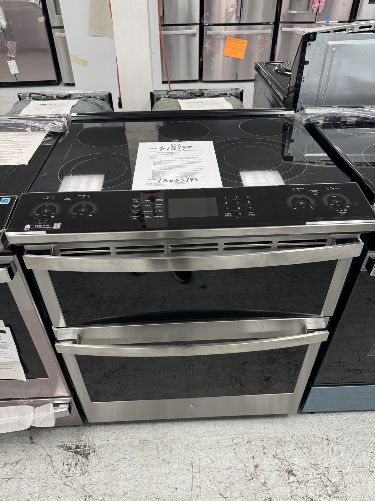 GE Profile Slide In Double Oven Electric Range With Air Fly