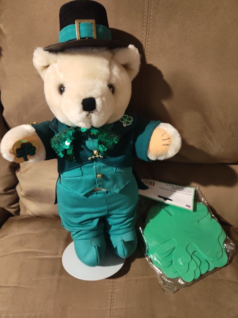 St. Patrick's Day Teddy Bear w/Shamrocks