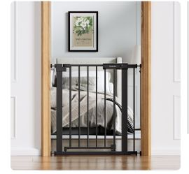 Brand new BABELIO Baby Gate for Doorways and Stairs, 26-31" Pet Gate with Wide Walk Thru Door and Lock Indicator, No Drill Pressure Mounted Safety Gat