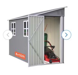 Thanaddo 4x10 FT Heavy Duty Outdoor Metal Shed with Floor Kit and 2 Windows Lean to