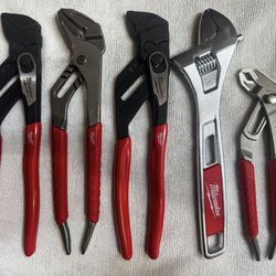 Milwaukee  5 Adjustable Wrenches/ Pliers