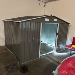 Sales $395!!!  (New in box) 8’ L x 10’ W x 6.’ H galvanized steel Metal Storage Shed Outdoor Garden Backyard 8’x10’ Storage.