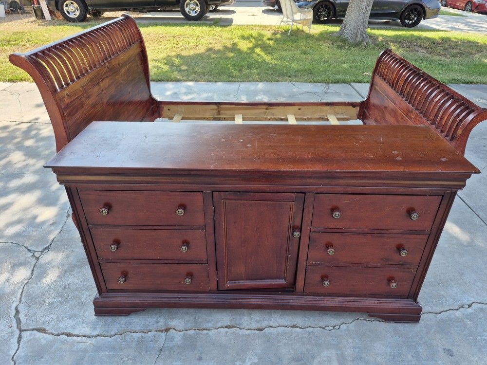 Queen Size Bed Frame And 1 Dresser