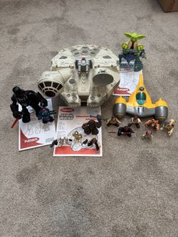 Star Wars Kids lot Galactic Heroes Playskool Millenium Falcon Naboo Starfighter figures more