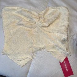Twist front split hem tube CREAM top 