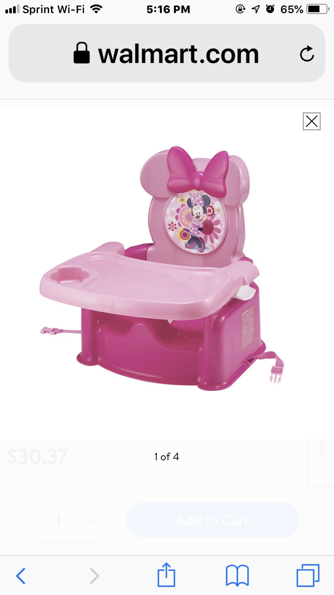 Minnie Mouse booster seat in box
