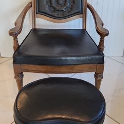Vintage Chair On Casters With Stool