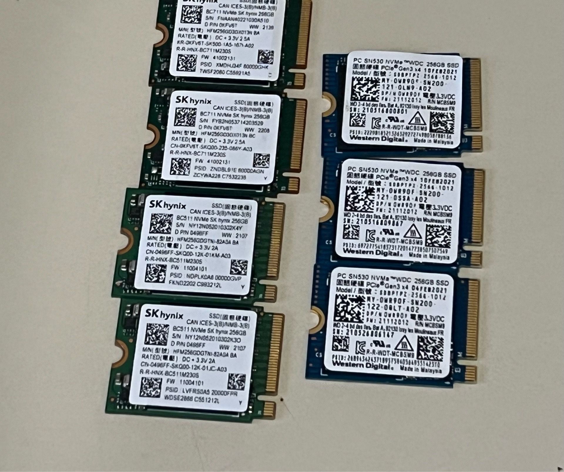 Mixed M.2 2230 NVMe PCIe Gen3 x4 solid-state drives