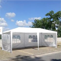 10'x20' Outdoor Party Tent, Large Wedding Birthday Tents for Parties, White Canopy Tent with 6 Removable Si det