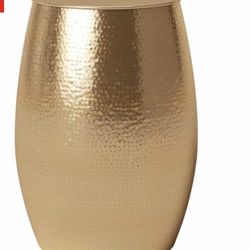 HAMMERED METAL STORAGE PATIO ACCENT TABLE
