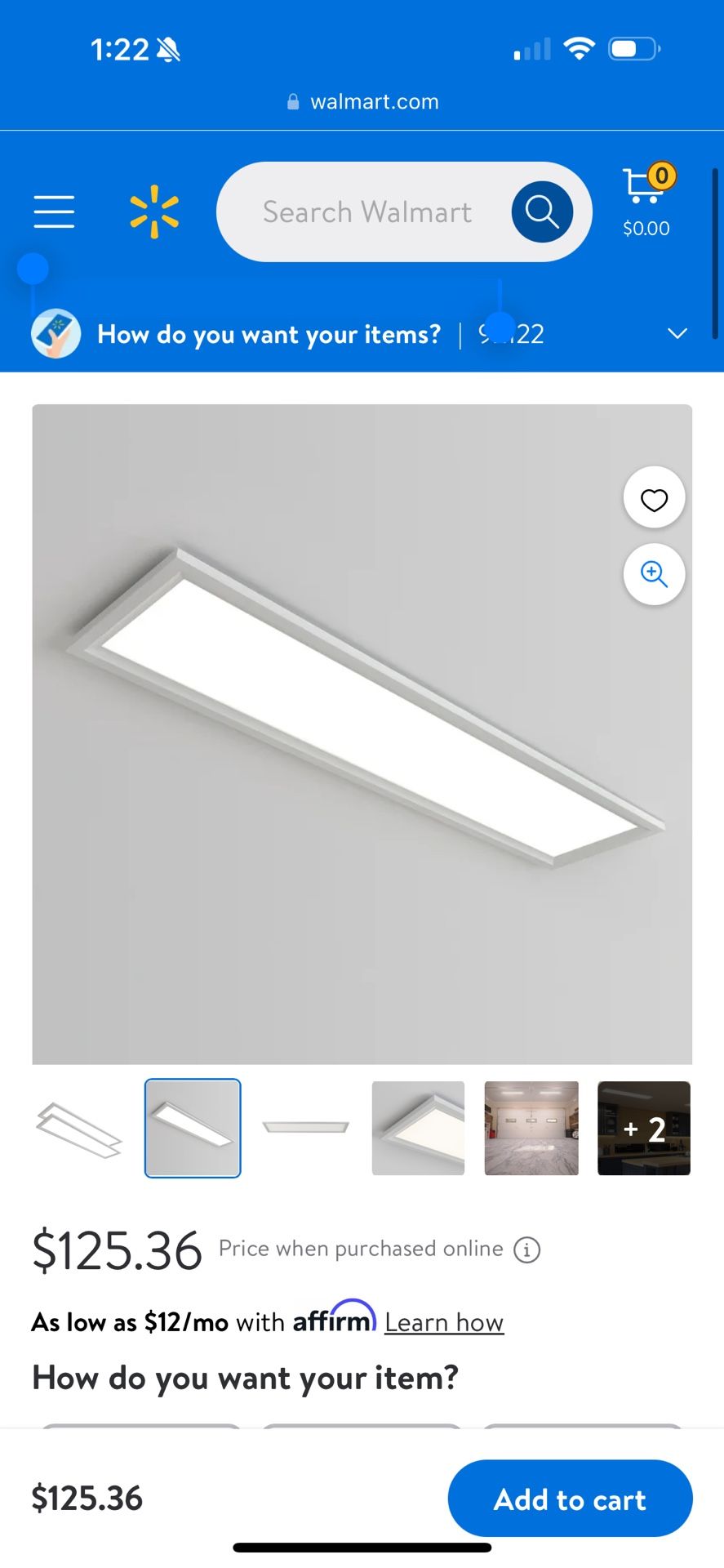 Artika Sunray 1'X4' Flat Panel LED Light,