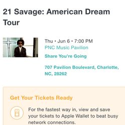 2 Tickets 21 Savage American Dream Tour 