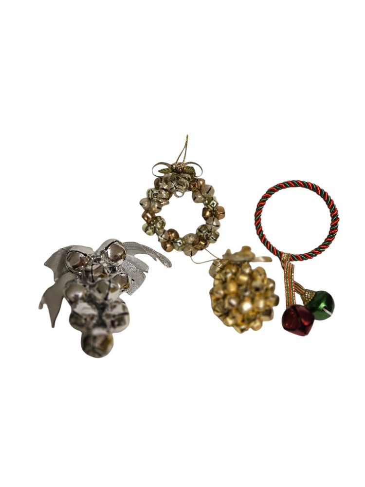 vintage christmas jingle bells lot of 4 for hanging or table decor