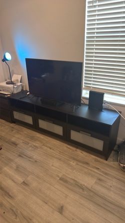 Black TV Stand with Glass Drawers
