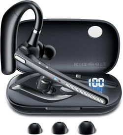 Bluetooth Headset with 72-Hour Talk Time & 500mAh Charging Case, Bluetooth V5.3 Headset with Noise Cancelling Mic – Wireless Earpiece Hands-Free Headp