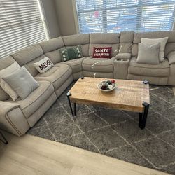 Six-Piece Sectional Sofa with Table, Rug & 60x60 Wall Art – All Together