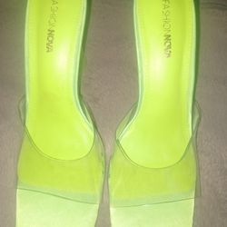 Neon Green Wedge Sandals