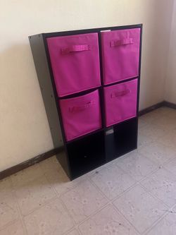 6 cube black storage shelf