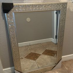 framed mirror 24x36 champagne silver