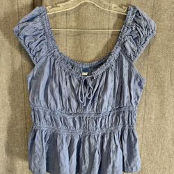 Floral eyelet babydoll prairie blouse smocked Cottagecore Boho Feminine Old Navy top 