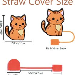 8 Pack (Cute cats) Straw Cover Caps 10mm Straw Topper,Compatible with Stanley 30 oz 40 oz 
