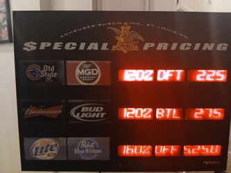 Vintage beer price sign