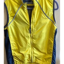 Novara Cycling Vest Windproof Reflective Full Zip Yellow Blue Mens M