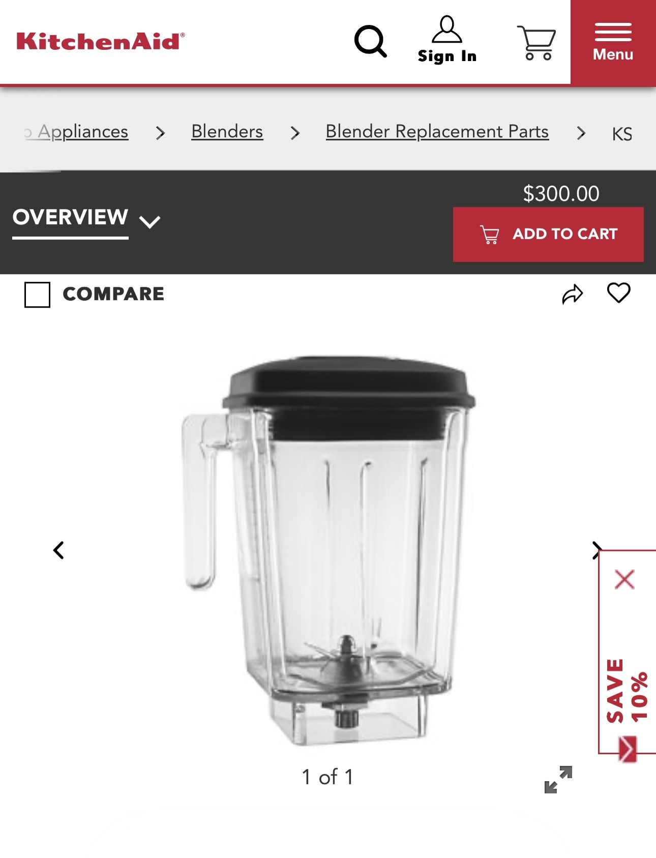 KitchenAid Plastic Blender Jar