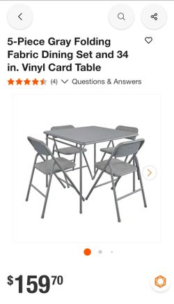 5-Piece Gray Folding Card Table and Chair Set