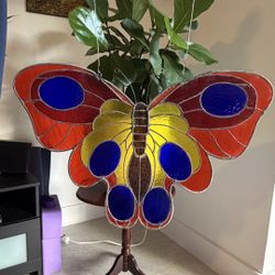 Vintage Glass-Stained Butterfly