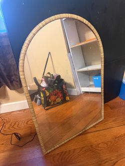 Arched Rattan Frame Wall Mirror