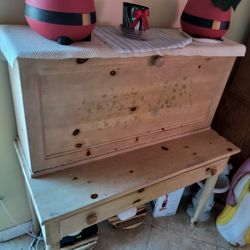 Solid Wood, Secretary Desk with Flowers Design,  Desk with Drawer, Lots of Room, Large and Spacious, Includes Desk Chair, Bone Color, Great Condition.