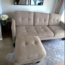 Small Couch Beige Sofa 3 Seater 