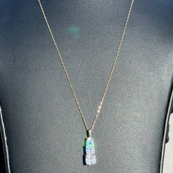 14k yellow gold 2 CT CZ stone pendant Necklace & 14k yellow gold 15” chain