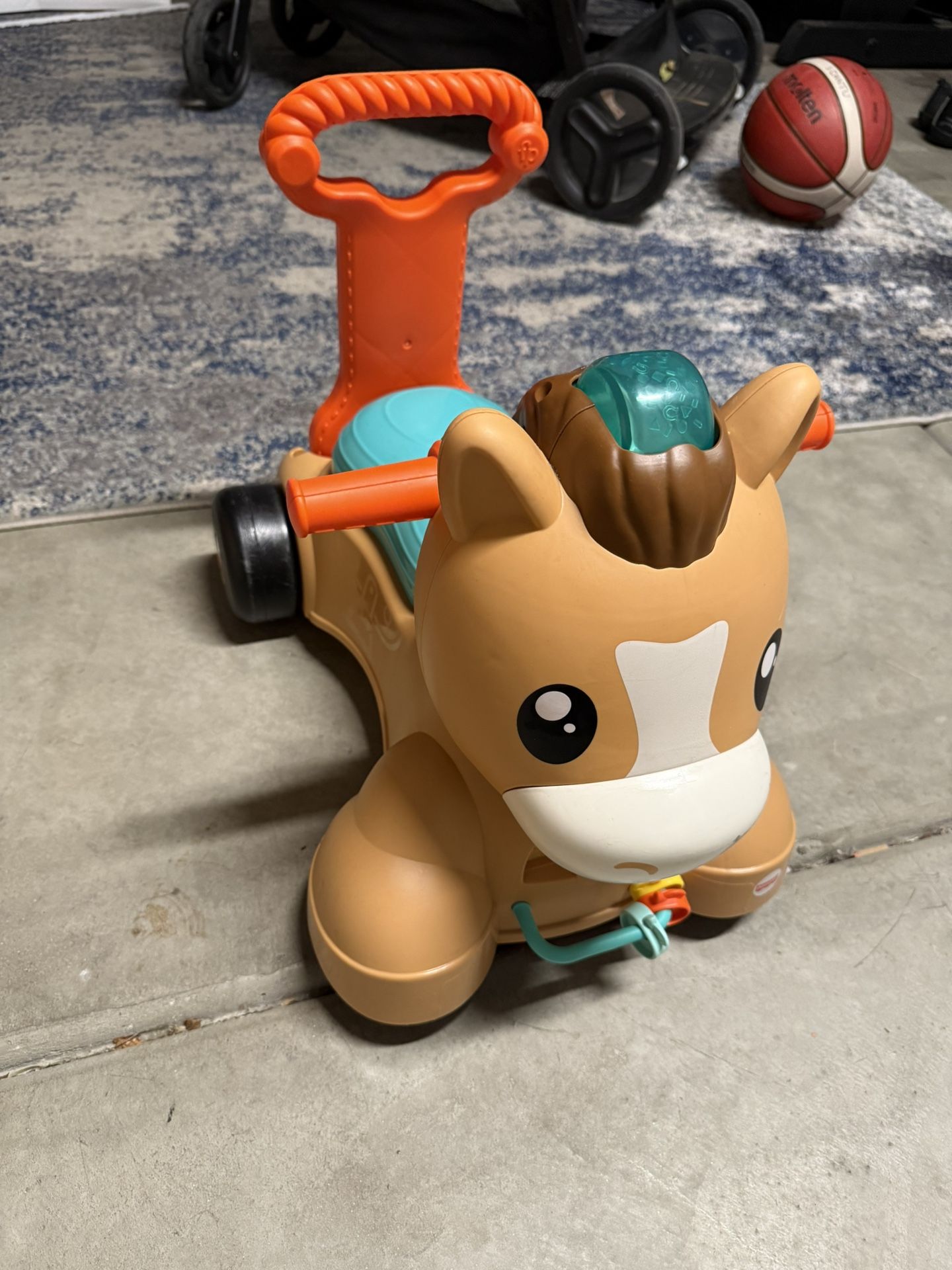Fisher-Price Walk Bounce & Ride Pony Baby Walker and Ride-on Learning Toy with Music and Lights