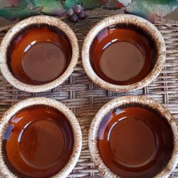 Set Of 4 Vintage Hull Brown Drip Bowls