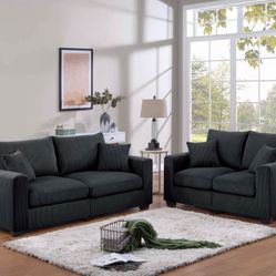 2 Pc Corduroy Sofa And Loveseat Set