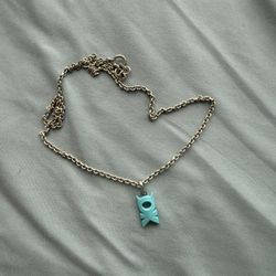 HOMER A-OK BUBBLE BLUE Pendant Necklace Silver