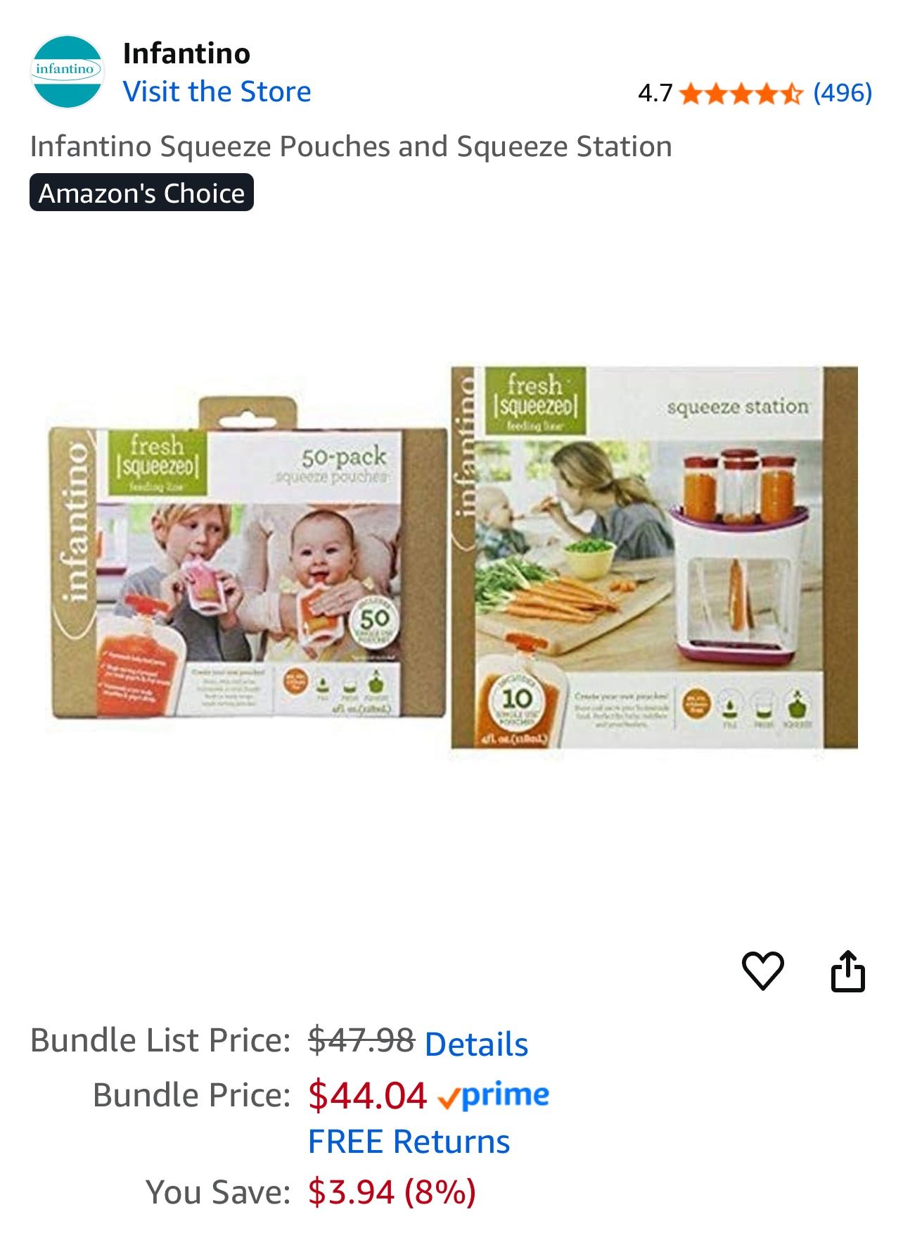 Infantino Squeeze station and pouches