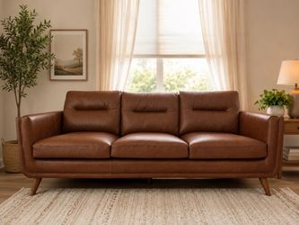 Brown leather couch