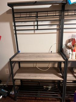 Baker's Rack with Shelves and Hooks