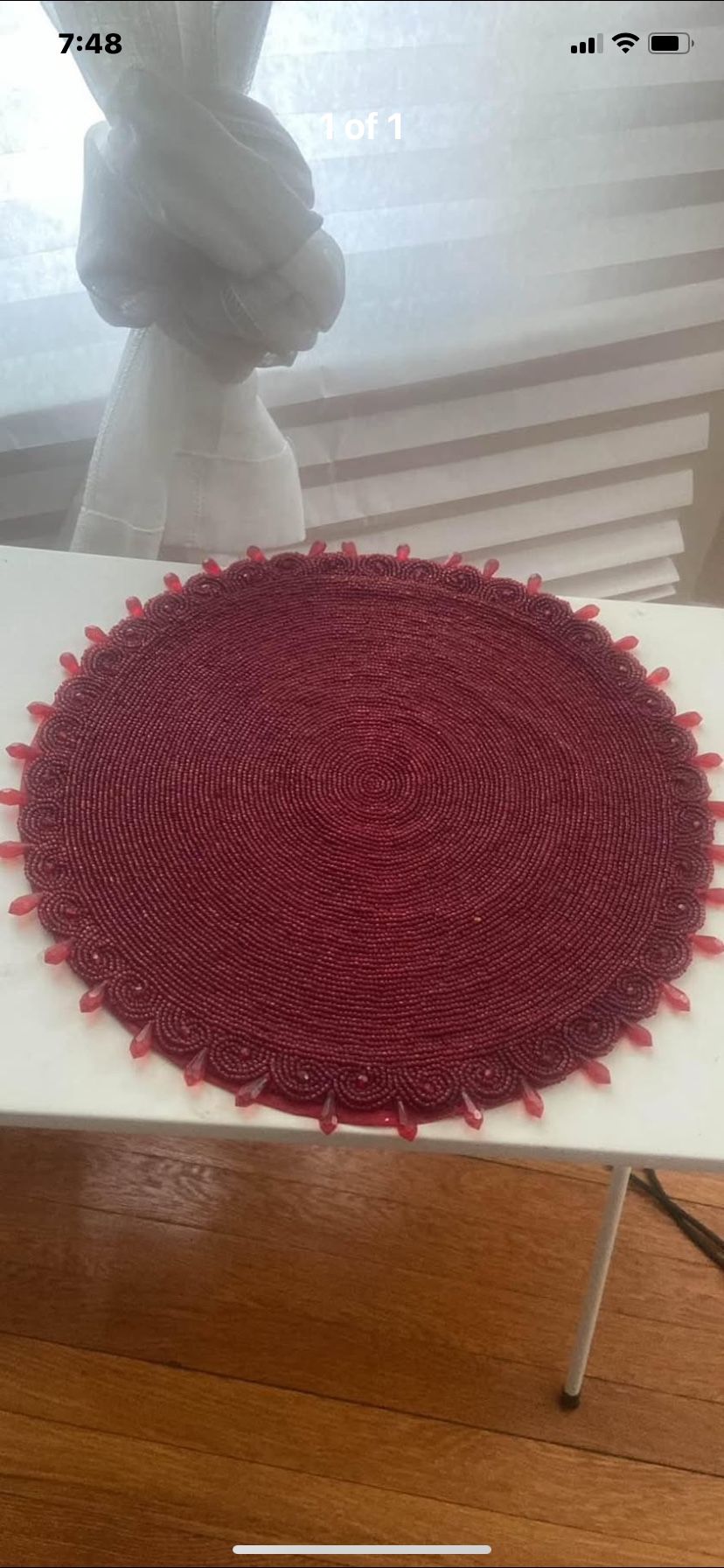 Red Beaded Placemats (3)