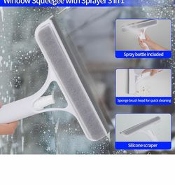 3 in 1 Squeegee for Shower Glass, Window cleaner with Sprayer