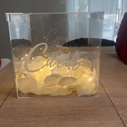 Clear Card Box With Lights And Rose Petals 