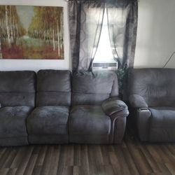 Suede Couch And Rocking Chair Set 