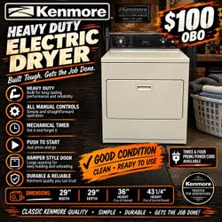 Heavy duty, Kenmore electric dryer delivery available Heavy duty, Kenmore electric dryer delivery available